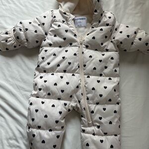 Old Navy Cream Heart-Patterned Kids Jacket